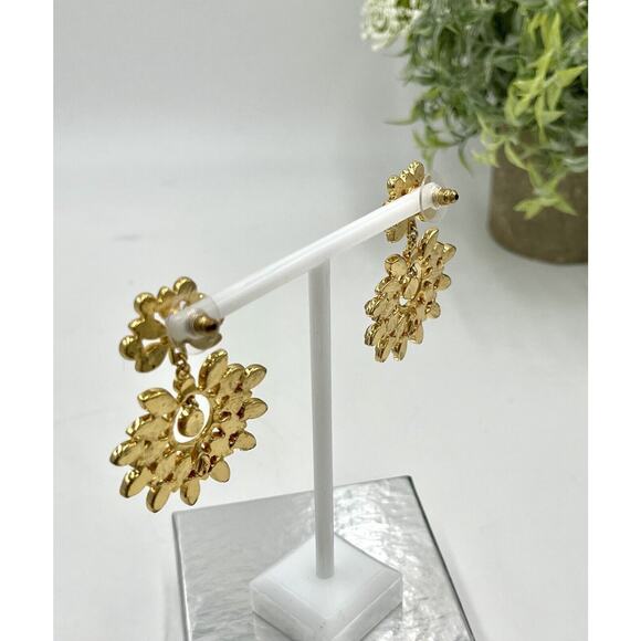 Amrita Singh Red Cabochon and Rhinestone Sunburst Chandelier Earrings - Picture 8 of 15